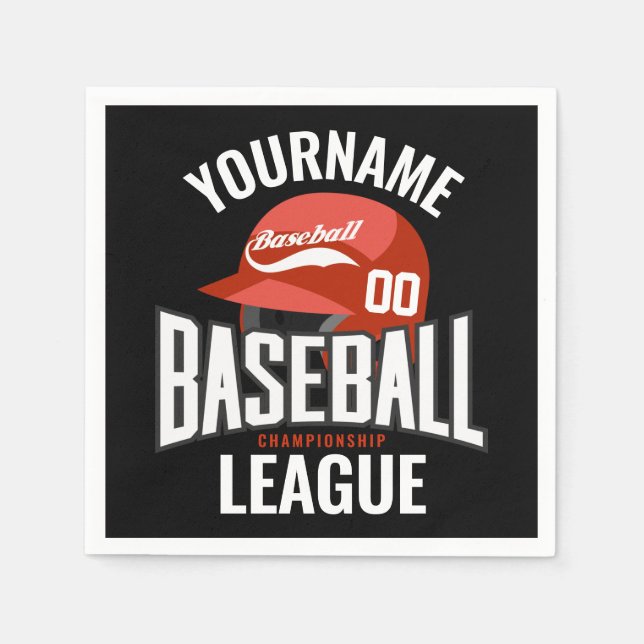 Serviette En Papier Joueur de baseball personnalisé NOM Équipe Champ C (Devant)
