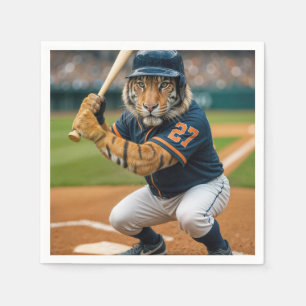 Serviette En Papier Joueur de baseball Tigre #27 à la batte