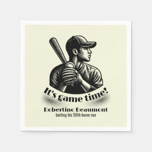 Serviette En Papier Joueur de baseball vintage Homme 50e anniversaire