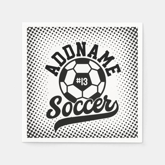 Serviette En Papier Joueur de football AJOUTER LE NOM Équipe de footba (Devant)