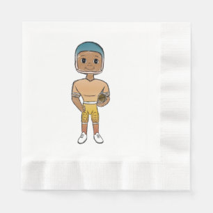 Serviette En Papier joueur de football vintage rétro arc-en-ciel ombré