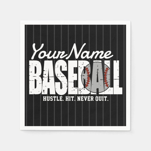 Serviette En Papier Joueur d'équipe de baseball rétro AJOUTER NOM Pins (Devant)