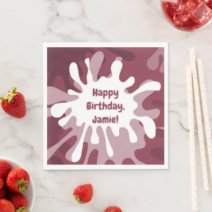 Serviette En Papier Joueuse Abstraite peinture rouge Splatter Annivers