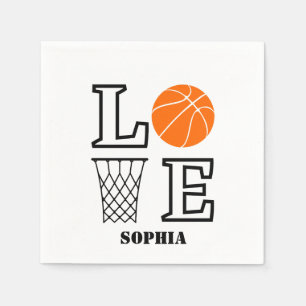 Serviette En Papier Joueuse de basket-ball, fille de basket-ball Anniv