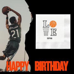 Serviette En Papier Joueuse de basket-ball, fille de basket-ball Anniv