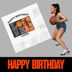 Serviette En Papier Joueuse de basket-ball, fille de basket-ball Anniv