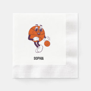 Serviette En Papier Joueuse de basket-ball, fille de basket-ball Anniv