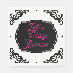Serviette En Papier Jouons Bunco amusant rose noir élégant