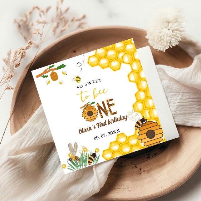 Serviette En Papier Jour d'abeille jaune miel abeille première fille a (Créateur téléchargé)