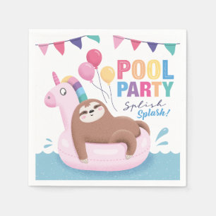 Serviette En Papier Jour d'anniversaire de la fête de la piscine jote