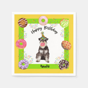 Serviette En Papier Jour d'anniversaire de la fête des Donuts Schnauz