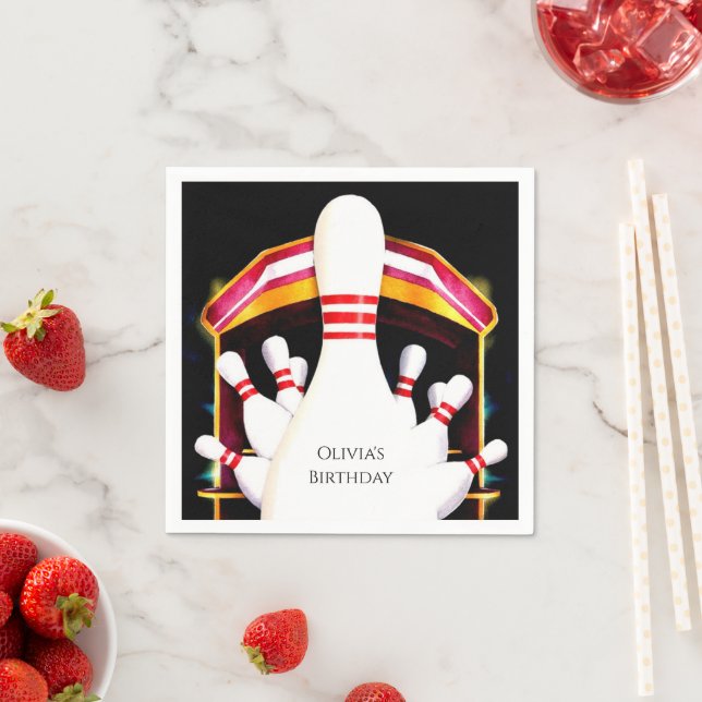 Serviette En Papier Jour d'anniversaire du club de bowling pour enfant (En situation)