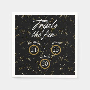 Serviette En Papier Jour d'anniversaire triple Le plaisir