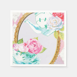 SERVIETTE EN PAPIER JOUR DE LA MÈRE, FÊTE DU THÉ, PLAQUE DE PAPIER DE 