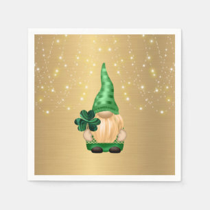 Serviette En Papier Jour de la Saint Patrick Shamrock Gnome Gold Light