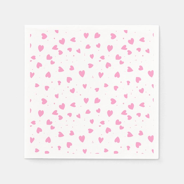 Serviette En Papier Jour de la Saint Valentin Coeurs roses (Devant)