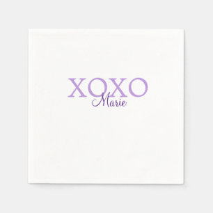 Serviette En Papier Jour de la Saint Valentin Xoxo ajouter nom pastel 