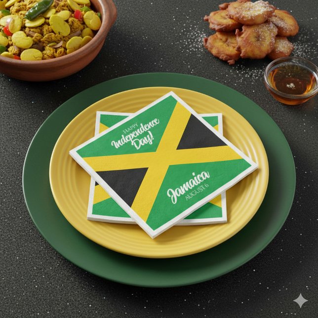 Serviette En Papier Jour de l'indépendance de la Jamaïque drapeau nati (Jamaican Independence Day Jamaica Flag Paper Dinner Napkins Cover Photo)