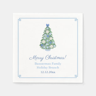 Serviette En Papier Jour de Noël blanc Bleu élégant