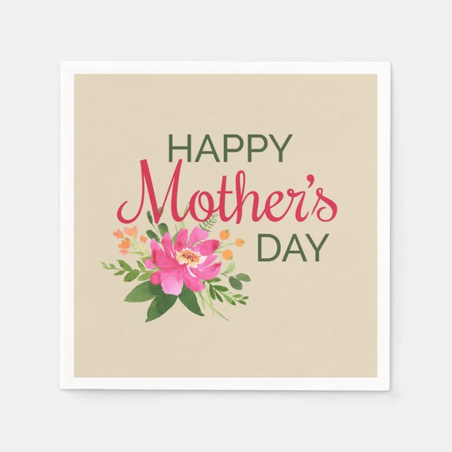 Serviette En Papier Jour des mères florales élégantes | Napkin (Devant)
