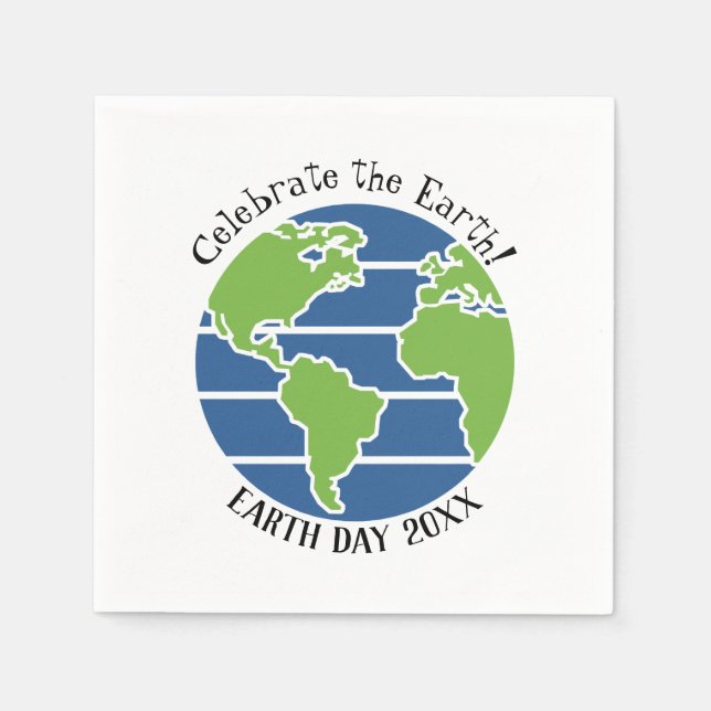 Serviette En Papier Jour des terres Blue Green Globe Carte Planète (Devant)