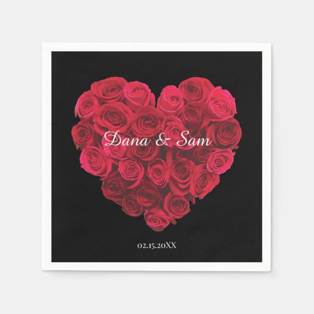 Serviette En Papier Jour des Valentines de l'engagement du coeur de Ro (Devant)