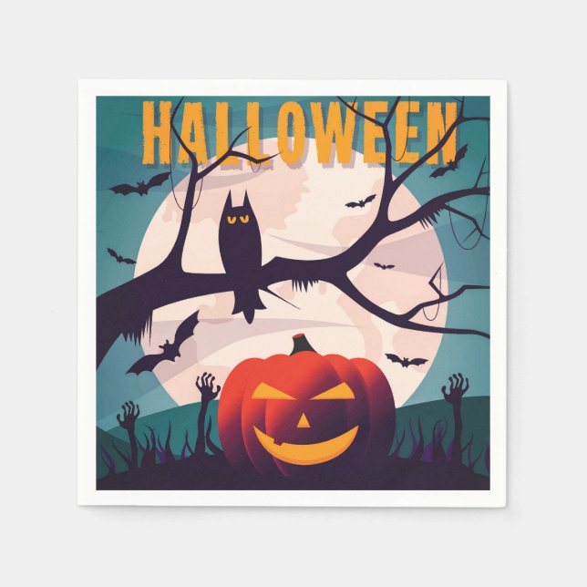 Serviette En Papier Jour d'Halloween de style vintage (Devant)