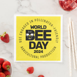Serviette En Papier Jour mondial de l'abeille Pollinateur noir jaune