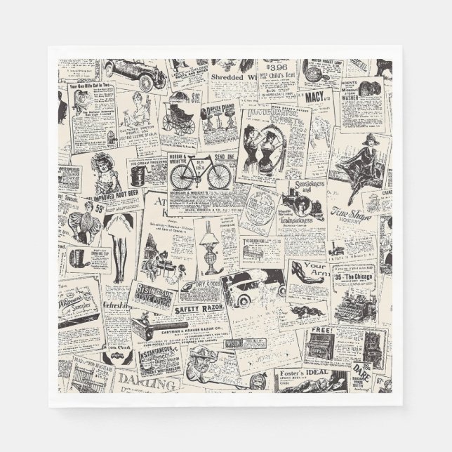 Serviette En Papier Journal vintage (Devant)