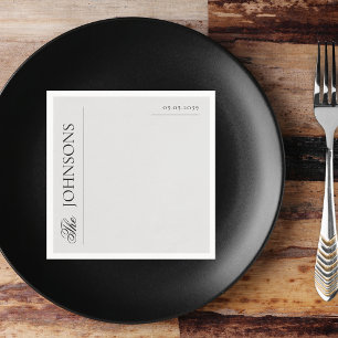 Serviette En Papier Journal vintage Grey Famille Nom Mariage