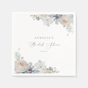 Serviette En Papier Journée de mariage Floral Bleu Poussiéreux de Jard