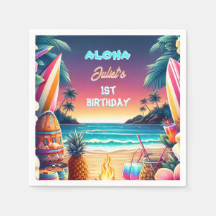Serviette En Papier Joy hula Luau Surf aloha hawaiian 1er anniversaire