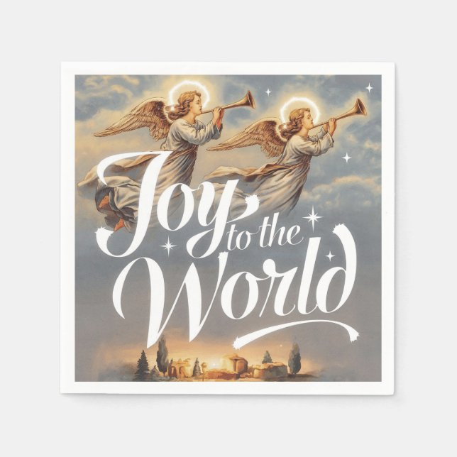 Serviette En Papier Joy to the World Christmas Design (Devant)