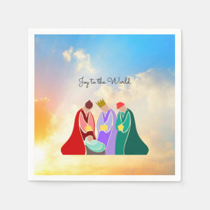 Serviette En Papier Joy to the World, Illustration des Trois Sages