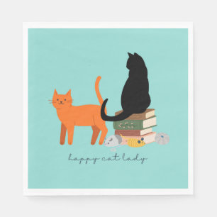 Serviette En Papier Joyeuse dame aux chats