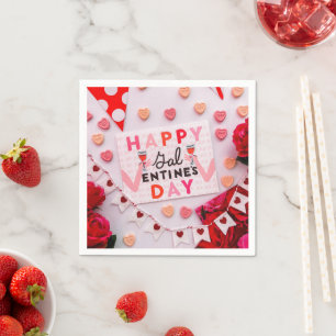 Serviette En Papier Joyeuse fête de Galentine's Day Nourriture & Boiss