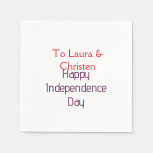 Serviette En Papier Joyeuse fête de l'indépendance nom date simple rou