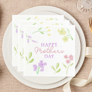 Serviette En Papier Joyeuse fête des Mères Aquarelle florale douce Pas