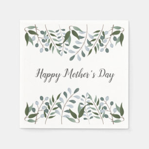 Serviette En Papier Joyeuse Fête des mères Eucalyptus Verdure Floral