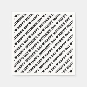 Serviette En Papier Joyeuse Fête des Mères Noir sur le Livre blanc Nap