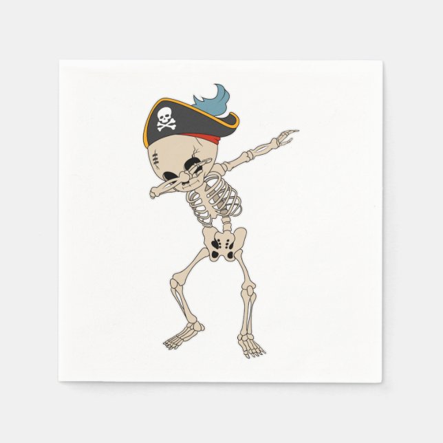 Serviette En Papier Joyeuse fête d'Halloween Skeleton Pirate Dancing (Devant)
