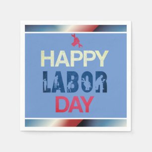 Serviette En Papier Joyeuse Fête Du Travail En Rouge Blanc Bleu