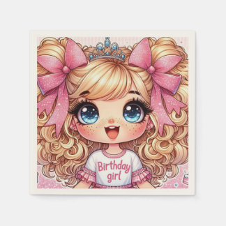Serviette En Papier Joyeuse fille anniversaire Blonde Chibi Napkins