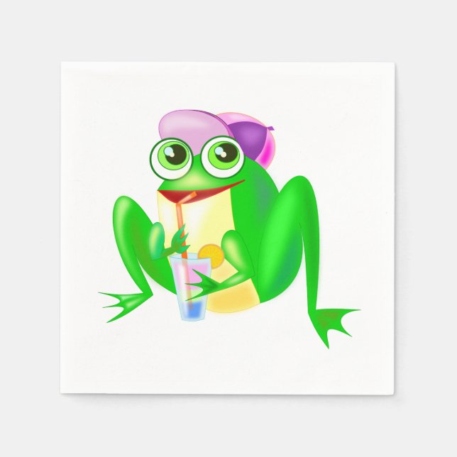 Serviette En Papier Joyeuse Grenouille de fête (Devant)