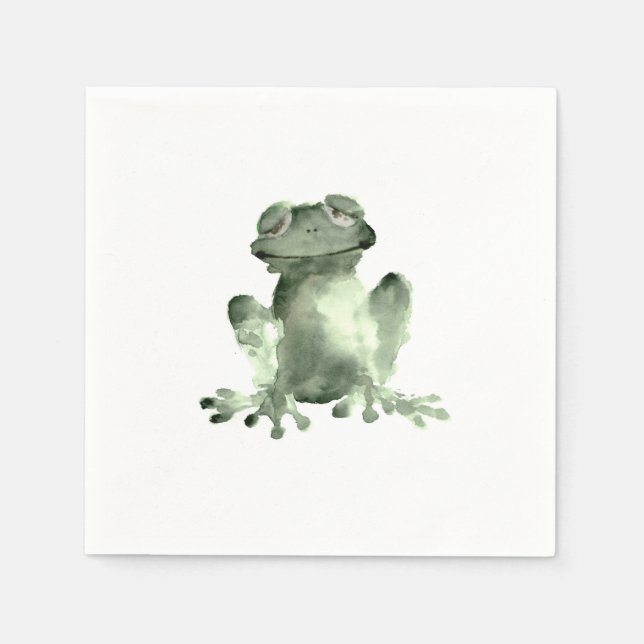 Serviette En Papier Joyeuse grenouille verte blanc décoratif serviette (Devant)
