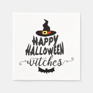 Serviette En Papier Joyeuse Halloween sorcières Typographie Halloween