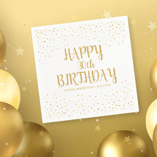 Serviette En Papier Joyeuse Parties scintillant d'or d'anniversaire n'