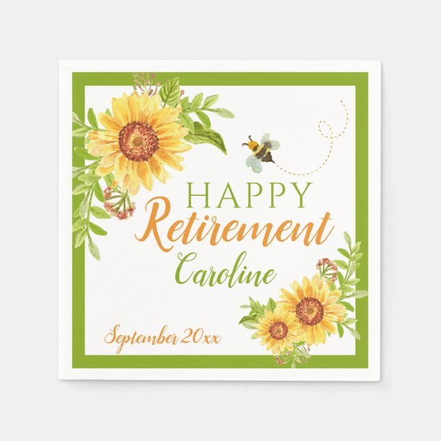 Serviette En Papier Joyeuse retraite florale serviettes de tournesol (Devant)