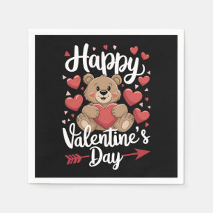 Serviette En Papier Joyeuse Saint-Valentin Ours Coeur Mignons Couples