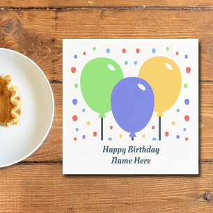 Serviette En Papier Joyeuse serviette d'anniversaire avec ballons colo